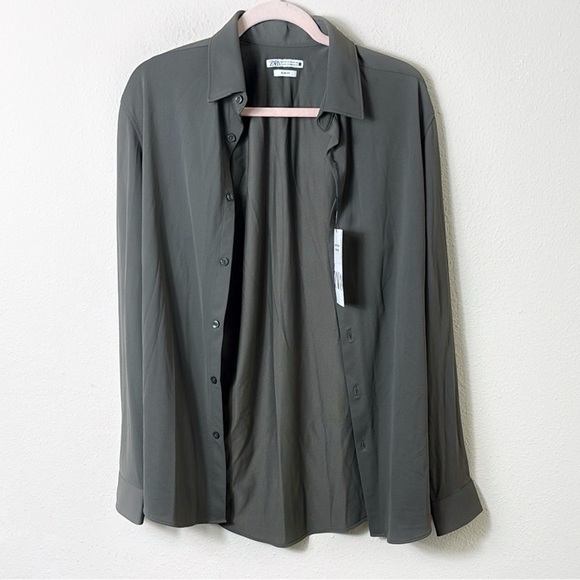 NWT Zara comfort stretch wrinkle free slim fit button down shirt size Medium - Picture 1 of 13
